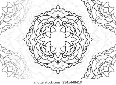 mandala elemento decorativo composición ornamental ornamento patrón de dibujo a mano alzada línea de impresión postales fondo medallón decoración de contorno gótico estilo floral