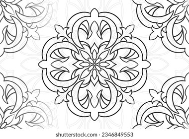 mandala decorative element ornamental composition ornament freehand drawing pattern print line design postcard background medallion outline decoration gothic style floral