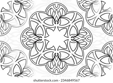 mandala decorative element ornamental composition ornament freehand drawing pattern print line design postcard background medallion outline decoration gothic style floral