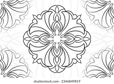 mandala decorative element ornamental composition ornament freehand drawing pattern print line design postcard background medallion outline decoration gothic style floral