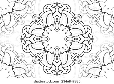 mandala decorative element ornamental composition ornament freehand drawing pattern print line design postcard background medallion outline decoration gothic style floral