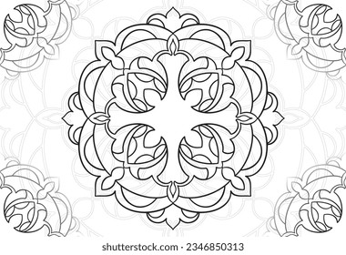 mandala elemento decorativo composición ornamental ornamento patrón de dibujo a mano alzada línea de impresión postales fondo medallón decoración de contorno gótico estilo floral
