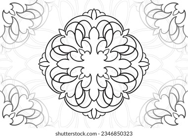 mandala decorative element ornamental composition ornament freehand drawing pattern print line design postcard background medallion outline decoration gothic style floral