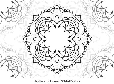 mandala decorative element ornamental composition ornament freehand drawing pattern print line design postcard background medallion outline decoration gothic style floral