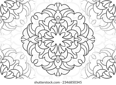mandala decorative element ornamental composition ornament freehand drawing pattern print line design postcard background medallion outline decoration gothic style floral