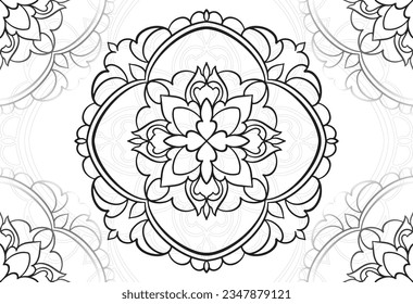mandala decorative element ornamental composition ornament freehand drawing pattern print line design postcard background medallion outline decoration gothic style floral
