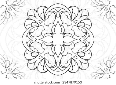 mandala elemento decorativo composición ornamental ornamento patrón de dibujo a mano alzada línea de impresión postales fondo medallón decoración de contorno gótico estilo floral