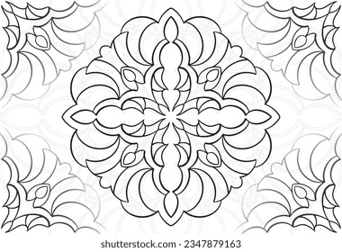 mandala elemento decorativo composición ornamental ornamento patrón de dibujo a mano alzada línea de impresión postales fondo medallón decoración de contorno gótico estilo floral