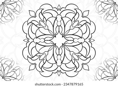 mandala decorative element ornamental composition ornament freehand drawing pattern print line design postcard background medallion outline decoration gothic style floral