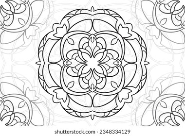 mandala dekorative Elemente Zierkomposition Freehe und Zeichnung Muster Printlinie Design Postkarte Hintergrund Medallion Umrisse Dekoration gothisch Stil Blumenmuster Blumenmuster