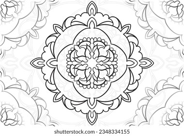 mandala decorative element ornamental composition ornament freehand drawing pattern print line design postcard background medallion outline decoration gothic style floral