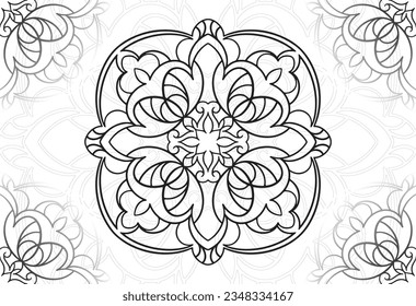 mandala elemento decorativo composición ornamental ornamento patrón de dibujo a mano alzada línea de impresión postales fondo medallón decoración de contorno gótico estilo floral