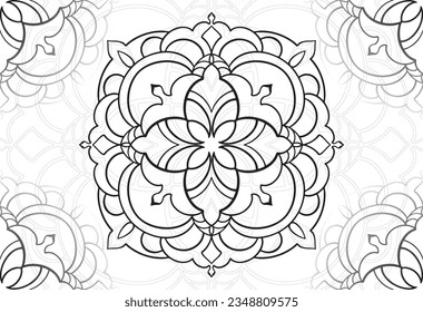 mandala decorative element ornamental composition ornament freehand drawing pattern print line design postcard background medallion outline decoration gothic style floral