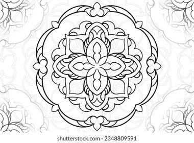 mandala elemento decorativo composición ornamental ornamento patrón de dibujo a mano alzada línea de impresión postales fondo medallón decoración de contorno gótico estilo floral