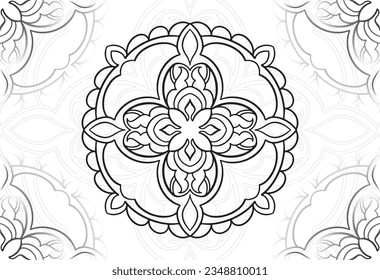 mandala decorative element ornamental composition ornament freehand drawing pattern print line design postcard background medallion outline decoration gothic style floral