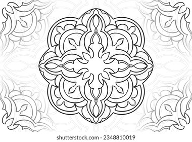 mandala dekorative Elemente Zierkomposition Freehe und Zeichnung Muster Printlinie Design Postkarte Hintergrund Medallion Umrisse Dekoration gothisch Stil Blumenmuster Blumenmuster