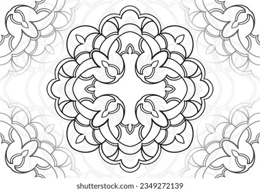 mandala dekorative Elemente Zierkomposition Freehe und Zeichnung Muster Printlinie Design Postkarte Hintergrund Medallion Umrisse Dekoration gothisch Stil Blumenmuster Blumenmuster