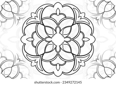 mandala elemento decorativo composición ornamental ornamento patrón de dibujo a mano alzada línea de impresión postales fondo medallón decoración de contorno gótico estilo floral