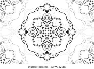 mandala elemento decorativo composición ornamental ornamento patrón de dibujo a mano alzada línea de impresión postales fondo medallón decoración de contorno gótico estilo floral