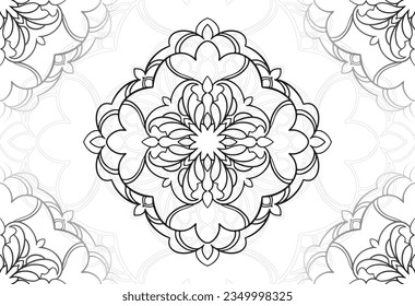 mandala elemento decorativo composición ornamental ornamento patrón de dibujo a mano alzada línea de impresión postales fondo medallón decoración de contorno gótico estilo floral