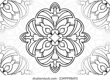 mandala decorative element ornamental composition ornament freehand drawing pattern print line design postcard background medallion outline decoration gothic style floral