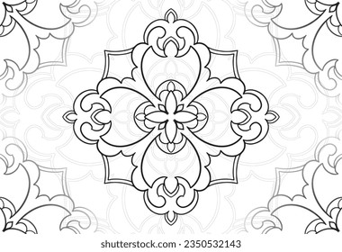mandala dekorative Elemente Zierkomposition Freehe und Zeichnung Muster Printlinie Design Postkarte Hintergrund Medallion Umrisse Dekoration gothisch Stil Blumenmuster Blumenmuster