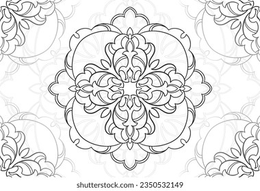 mandala decorative element ornamental composition ornament freehand drawing pattern print line design postcard background medallion outline decoration gothic style floral