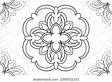 mandala decorative element ornamental composition ornament freehand drawing pattern print line design postcard background medallion outline decoration gothic style floral
