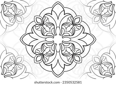 mandala decorative element ornamental composition ornament freehand drawing pattern print line design postcard background medallion outline decoration gothic style floral