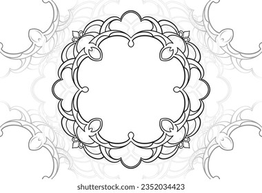 mandala decorative element ornamental composition ornament freehand drawing pattern print line design postcard background medallion outline decoration gothic style floral
