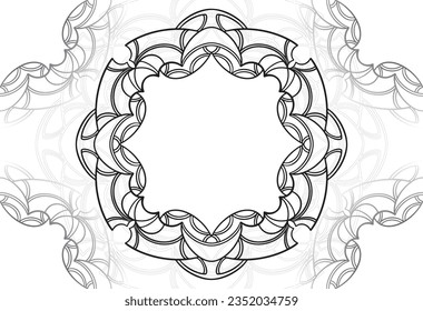 mandala decorative element ornamental composition ornament freehand drawing pattern print line design postcard background medallion outline decoration gothic style floral