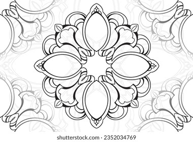 mandala decorative element ornamental composition ornament freehand drawing pattern print line design postcard background medallion outline decoration gothic style floral