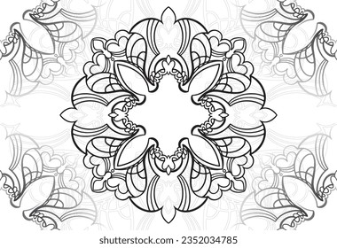 mandala elemento decorativo composición ornamental ornamento patrón de dibujo a mano alzada línea de impresión postales fondo medallón decoración de contorno gótico estilo floral
