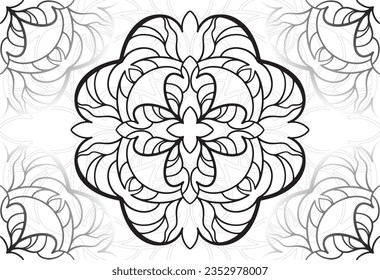 mandala decorative element ornamental composition ornament freehand drawing pattern print line design postcard background medallion outline decoration gothic style