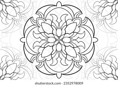 mandala decorative element ornamental composition ornament freehand drawing pattern print line design postcard background medallion outline decoration gothic style