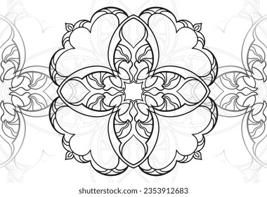mandala decorative element ornamental composition ornament freehand drawing pattern print line design postcard background medallion outline decoration gothic style 