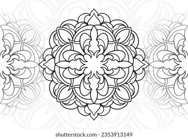 mandala decorative element ornamental composition ornament freehand drawing pattern print line design postcard background medallion outline decoration gothic style