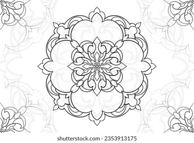 mandala elemento decorativo composición ornamental ornamento patrón de dibujo a mano alzada línea de impresión postal fondo medallón decoración de contorno estilo gótico