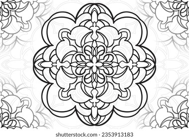mandala decorative element ornamental composition ornament freehand drawing pattern print line design postcard background medallion outline decoration gothic style