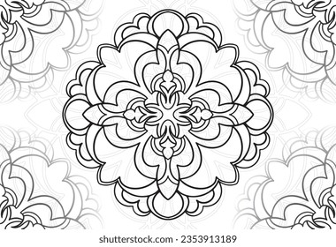 mandala dekorative Elemente Zierverzierung Freehe und Zeichnung Muster Printlinie Design Postkarte Hintergrund Medallion Umriss Dekoration gothischen Stil