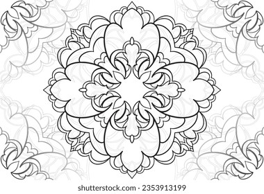 mandala decorative element ornamental composition ornament freehand drawing pattern print line design postcard background medallion outline decoration gothic style
