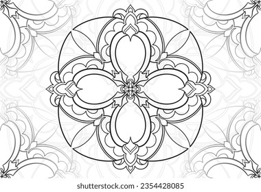 mandala decorative element ornamental composition ornament freehand drawing pattern print line design postcard background medallion outline decoration gothic style