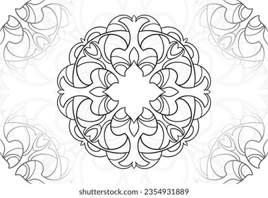 Mandala dekorative Elemente Zierkomposition Freehe und Zeichnung Muster Print-Linie Design Postkarte Hintergrund Medaillon Umriss Dekoration Gotik Schneeflocken Verpackung Dekoration