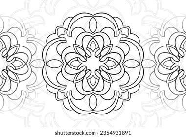 Mandala dekorative Elemente Zierkomposition Freehe und Zeichnung Muster Print-Linie Design Postkarte Hintergrund Medaillon Umriss Dekoration Gotik Schneeflocken Verpackung Dekoration