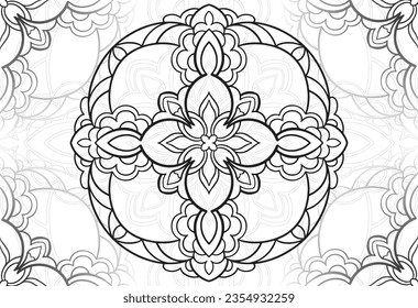 mandala decorative element ornamental composition ornament freehand drawing pattern print line design postcard background medallion outline decoration gothic style snowflake packaging decoration