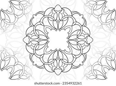 mandala elemento decorativo composición ornamental ornamento patrón de dibujo a mano alzada línea de impresión postales fondo medallón decoración estilo gótico nevado decoración de empaque