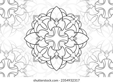 mandala decorative element ornamental composition ornament freehand drawing pattern print line design postcard background medallion outline decoration gothic style snowflake packaging decoration