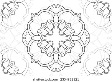 mandala decorative element ornamental composition ornament freehand drawing pattern print line design postcard background medallion outline decoration gothic style snowflake packaging decoration