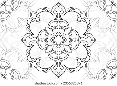 mandala decorative element ornamental composition ornament freehand drawing pattern print line design postcard background medallion outline decoration gothic style snowflake packaging decoration