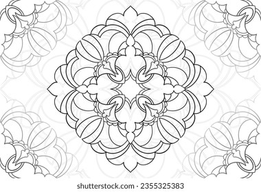 mandala decorative element ornamental composition ornament freehand drawing pattern print line design postcard background medallion outline decoration gothic style snowflake packaging decoration